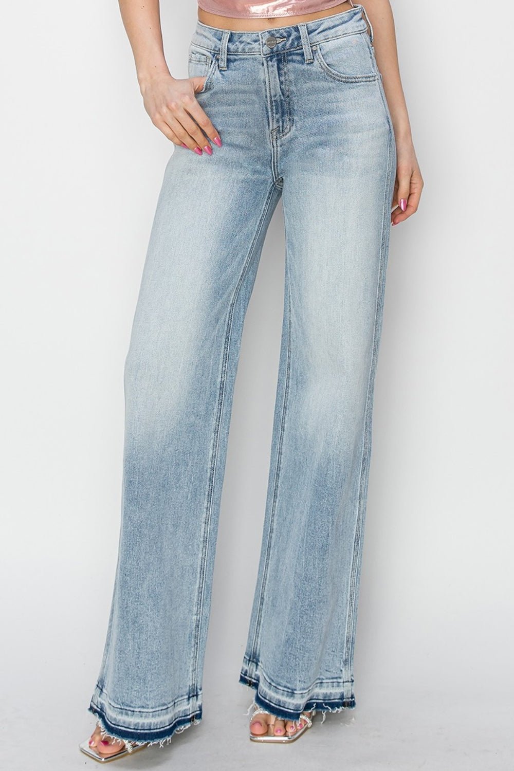 Risen Full Size High Rise Wide Leg Jeans - Jeans - Light - Bella Bourget