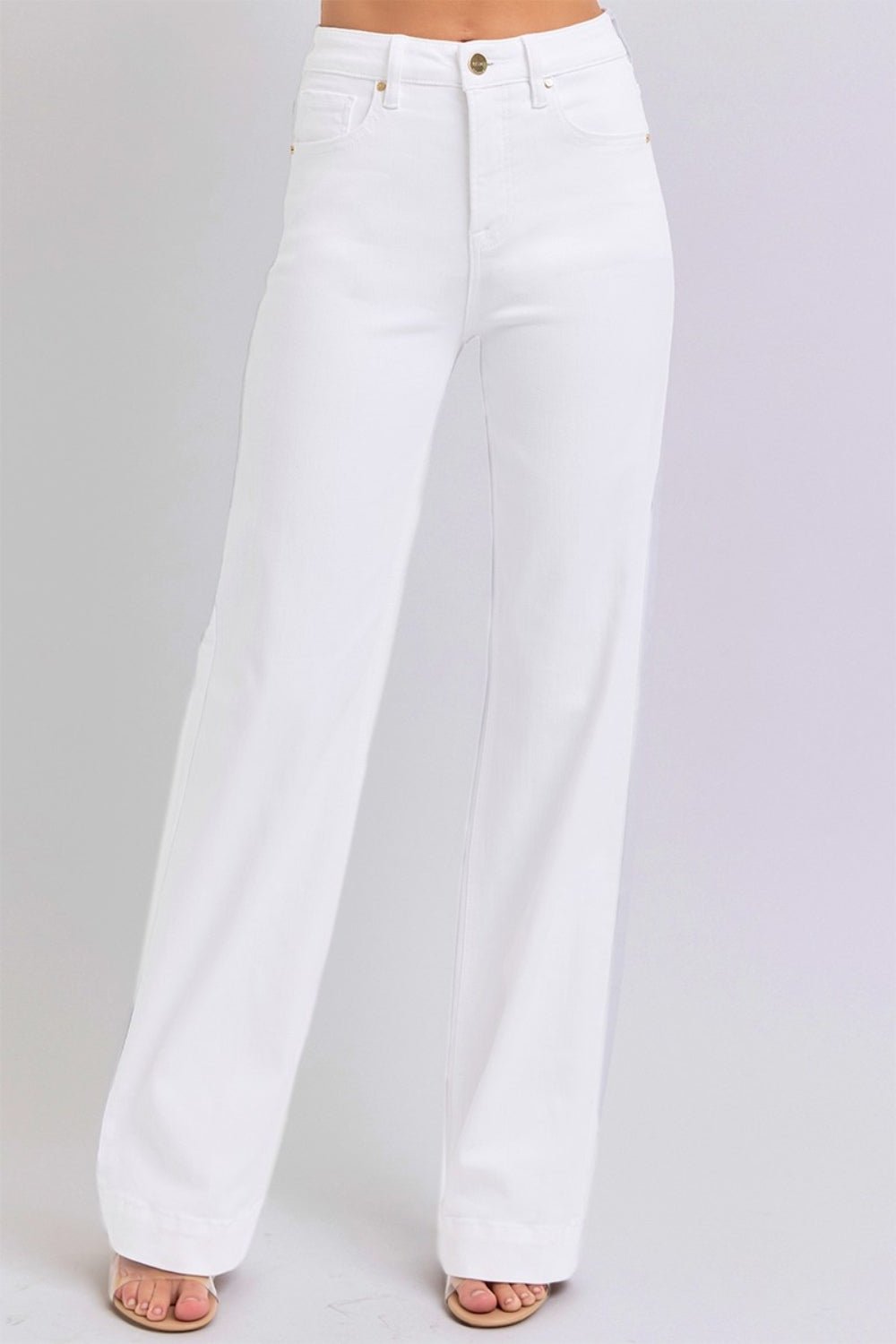 RISEN Full Size High Waist Straight Jeans - Jeans - White - Bella Bourget