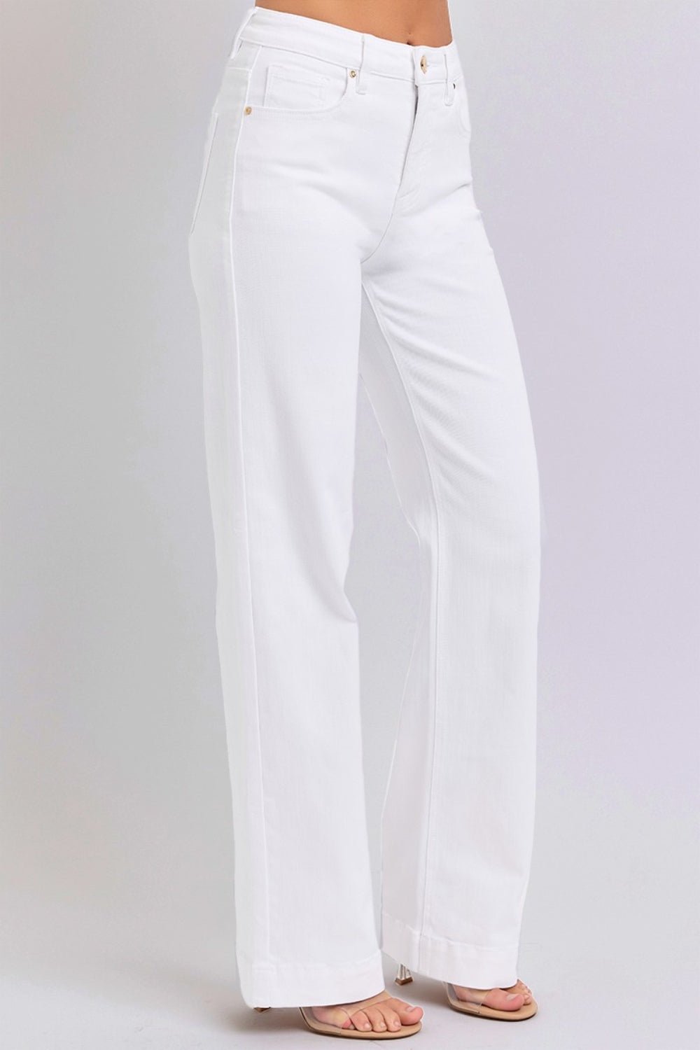 RISEN Full Size High Waist Straight Jeans - Jeans - White - Bella Bourget