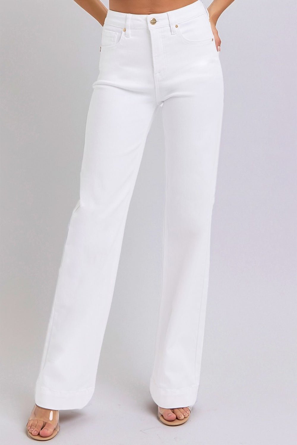 RISEN Full Size High Waist Straight Jeans - Jeans - White - Bella Bourget