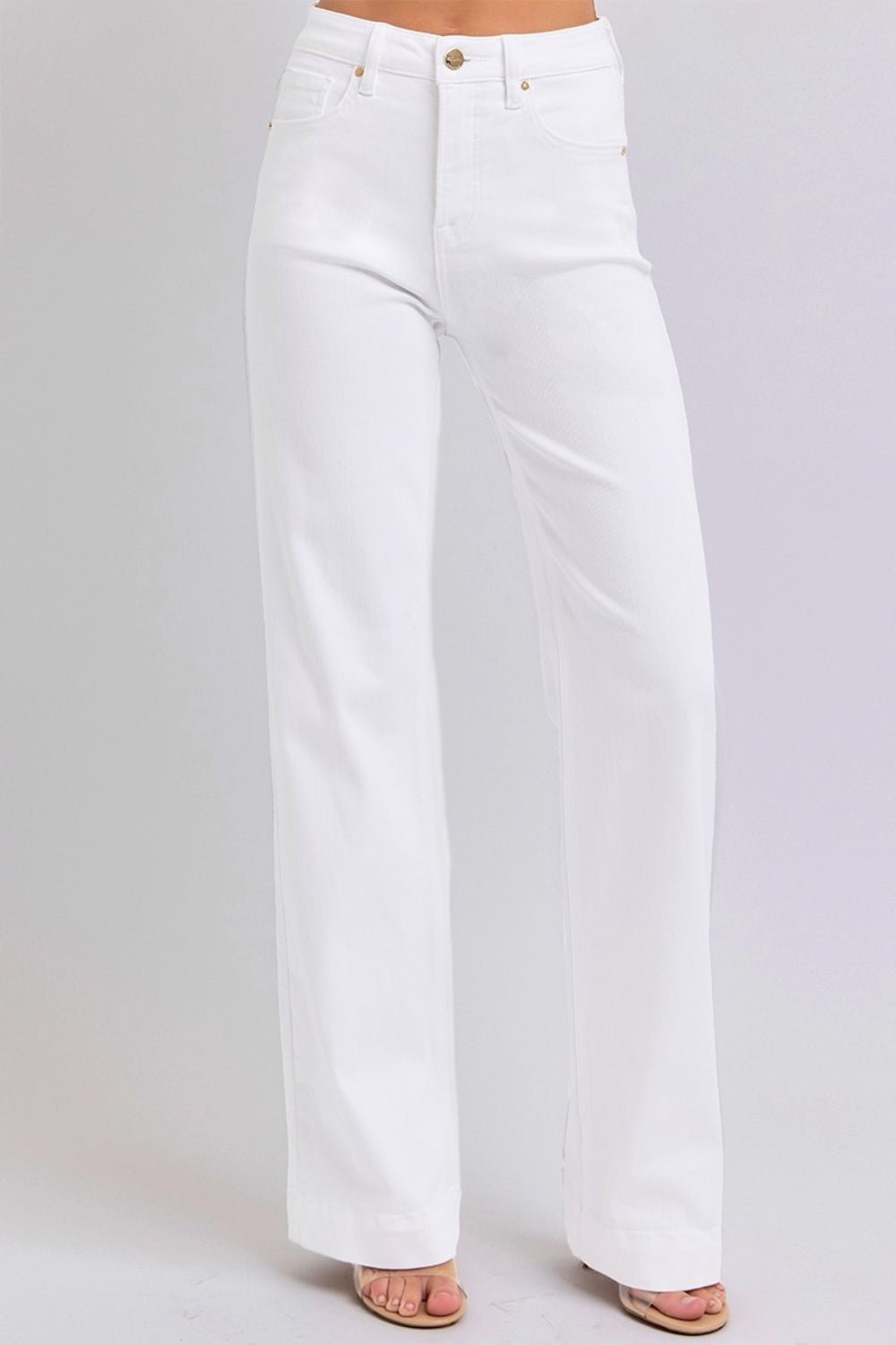 RISEN Full Size High Waist Straight Jeans - Jeans - White - Bella Bourget