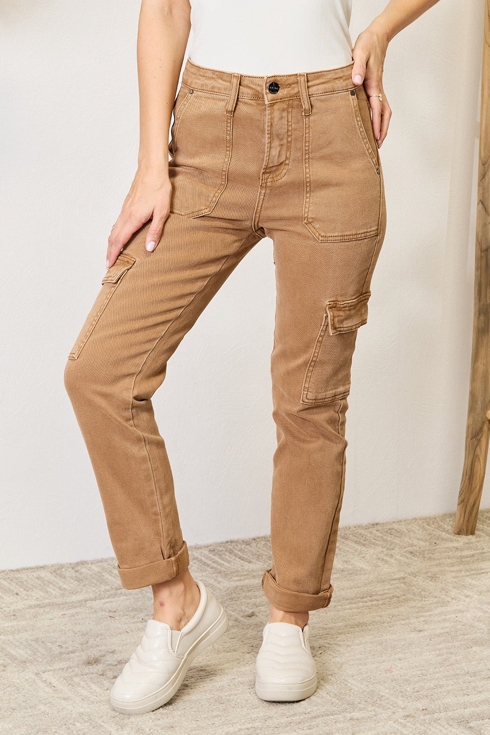 Risen Full Size High Waist Straight Jeans with Pockets - Jeans - Cocoa - Bella Bourget