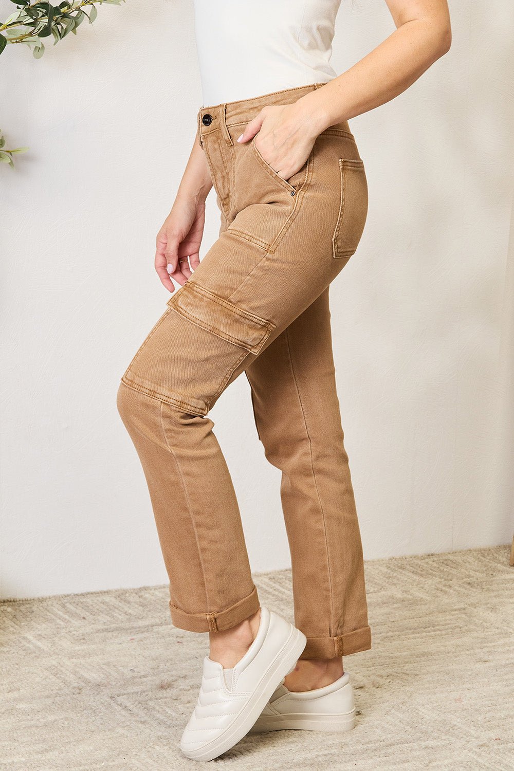 Risen Full Size High Waist Straight Jeans with Pockets - Jeans - Cocoa - Bella Bourget