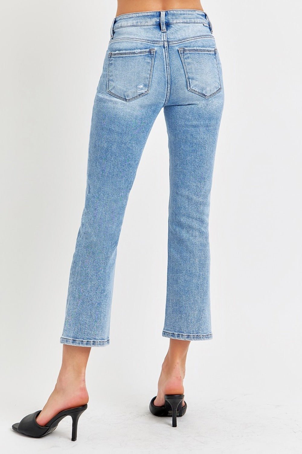 RISEN Full Size Low Rise Crop Slim Straight Jeans - Jeans - Medium - Bella Bourget