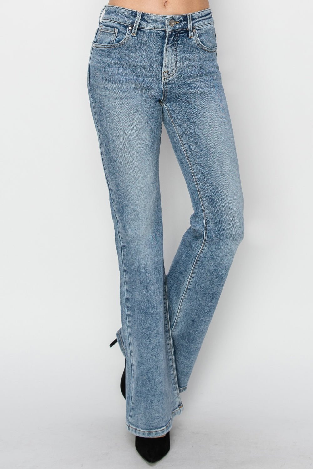 RISEN Full Size Mid Rise Bootcut Jeans - Jeans - Medium - Bella Bourget