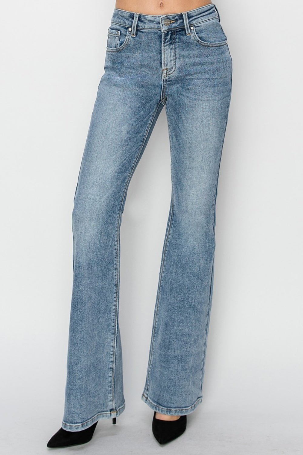 RISEN Full Size Mid Rise Bootcut Jeans - Jeans - Medium - Bella Bourget