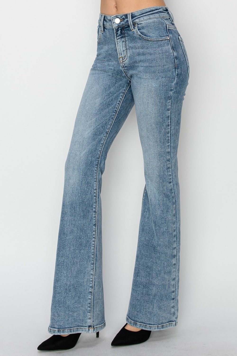 RISEN Full Size Mid Rise Bootcut Jeans - Jeans - Medium - Bella Bourget