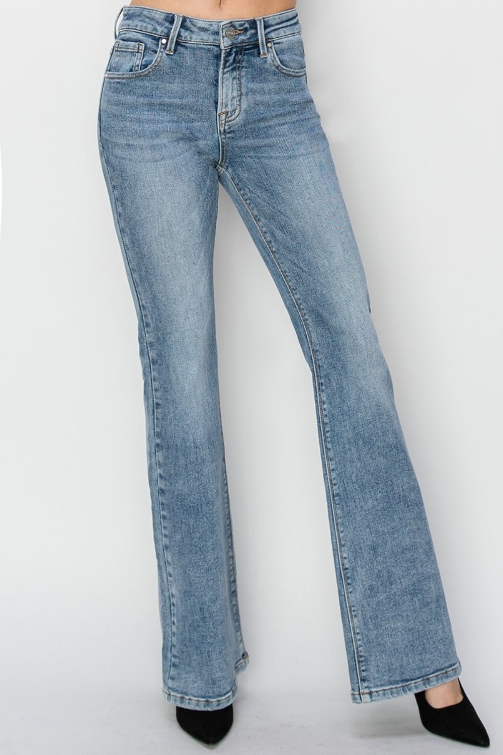 RISEN Full Size Mid Rise Bootcut Jeans - Jeans - Medium - Bella Bourget