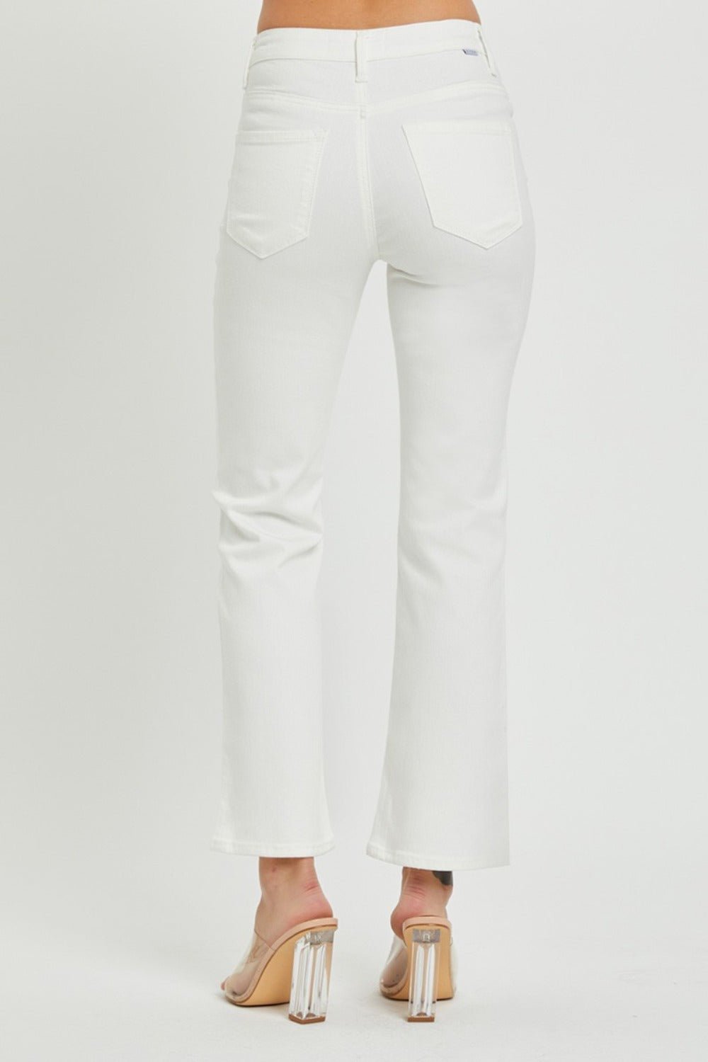 RISEN Full Size Mid Rise Bootcut Jeans with Pockets - Jeans - White - Bella Bourget