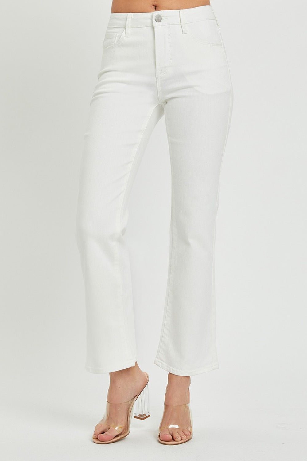 RISEN Full Size Mid Rise Bootcut Jeans with Pockets - Jeans - White - Bella Bourget