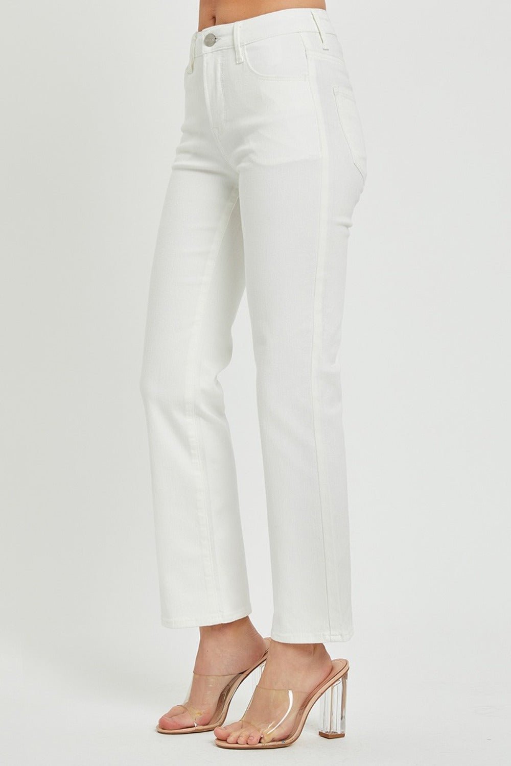 RISEN Full Size Mid Rise Bootcut Jeans with Pockets - Jeans - White - Bella Bourget