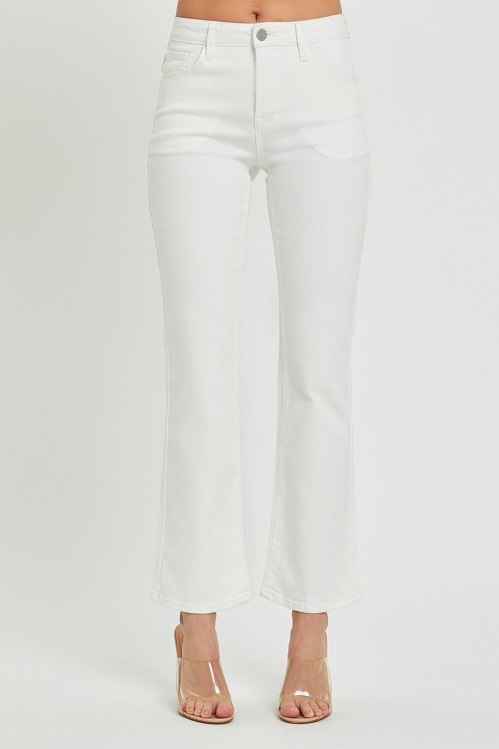 RISEN Full Size Mid Rise Bootcut Jeans with Pockets - Jeans - White - Bella Bourget