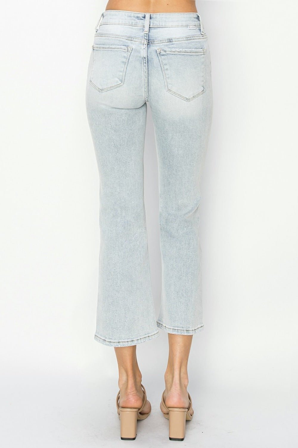 RISEN Full Size Mid Rise Cropped Flare Jeans - Jeans - Light - Bella Bourget