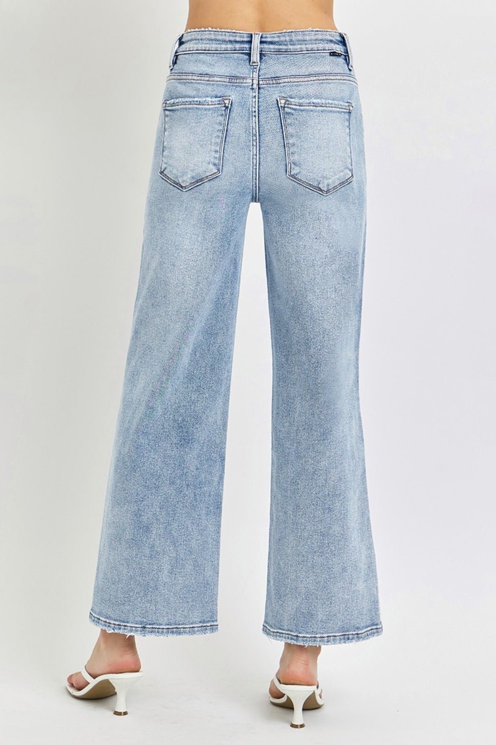 RISEN Full Size Tummy Control High Rise Crop Wide Leg Jeans - Full Size Jeans - Light - Bella Bourget