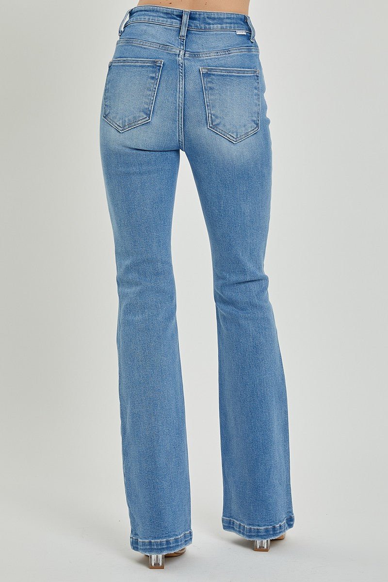 RISEN High Rise Button Fly Bootcut Jeans - Jeans - Light - Bella Bourget