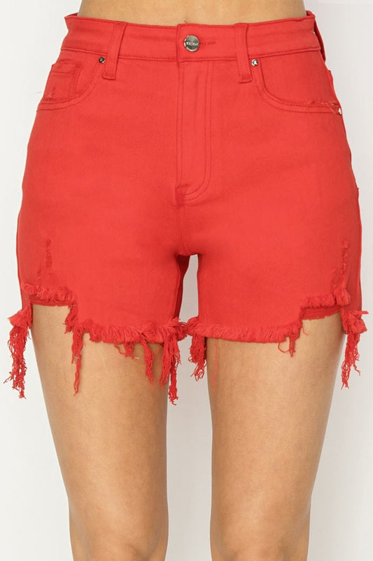 RISEN High Rise Distressed Denim Shorts - Shorts - Fiesta - Bella Bourget