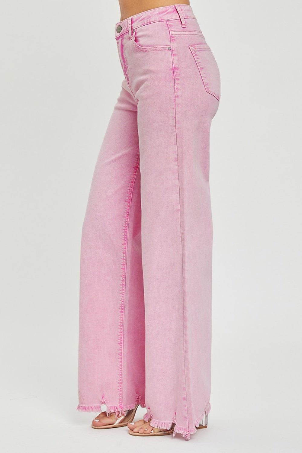 RISEN High Rise Wide Leg Jeans - jeans - Acid Pink - Bella Bourget