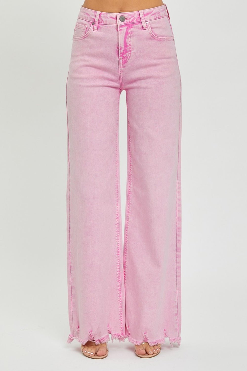 RISEN High Rise Wide Leg Jeans - jeans - Acid Pink - Bella Bourget