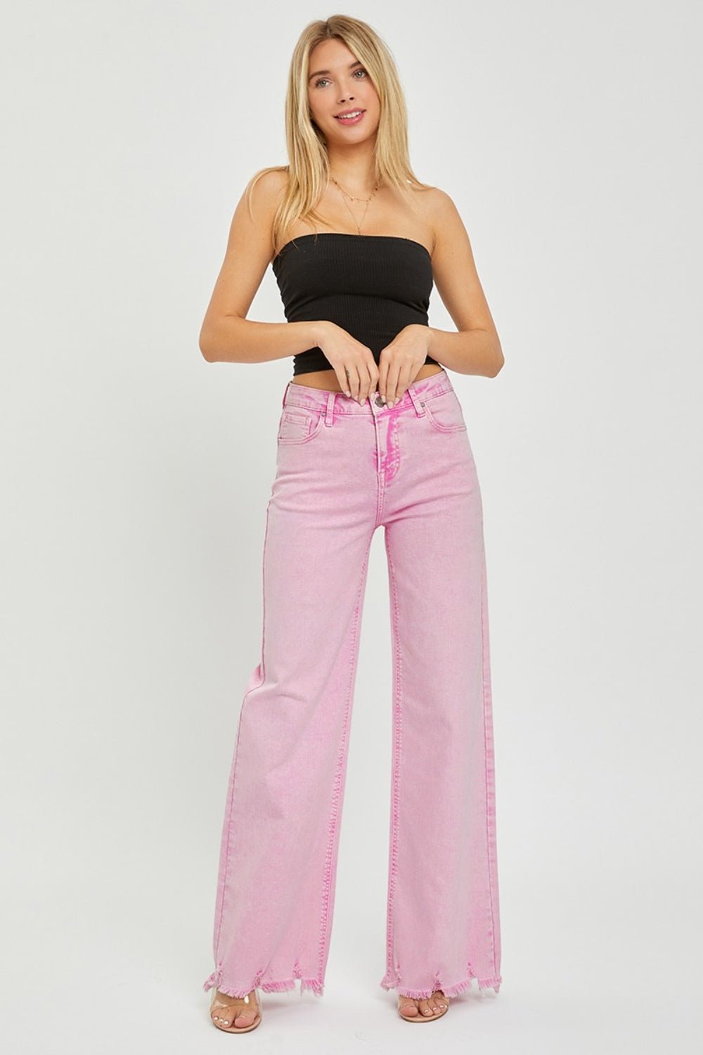 RISEN High Rise Wide Leg Jeans - jeans - Acid Pink - Bella Bourget