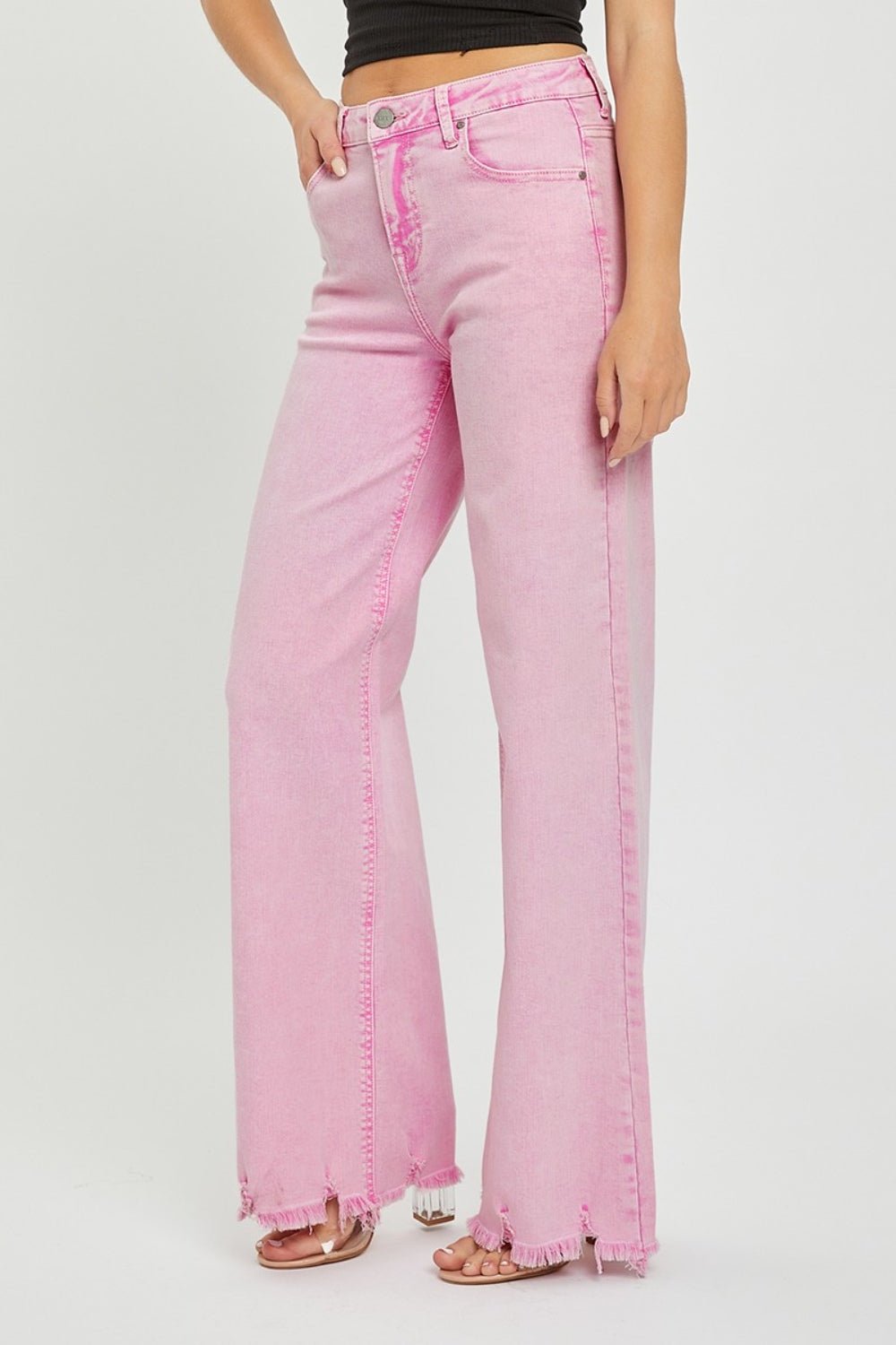 RISEN High Rise Wide Leg Jeans - jeans - Acid Pink - Bella Bourget