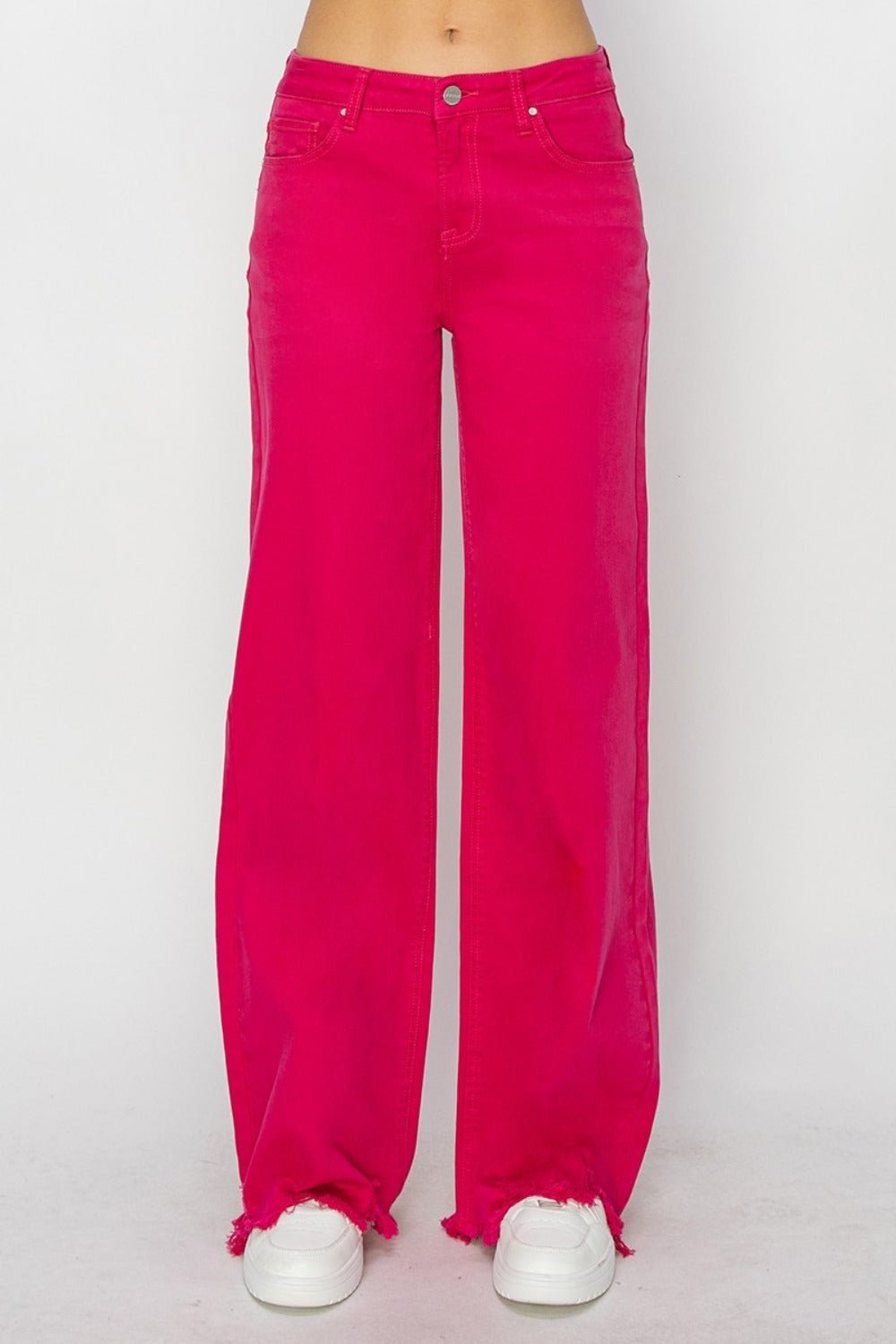 RISEN High Rise Wide Leg Jeans - Jeans - Fuchsia - Bella Bourget