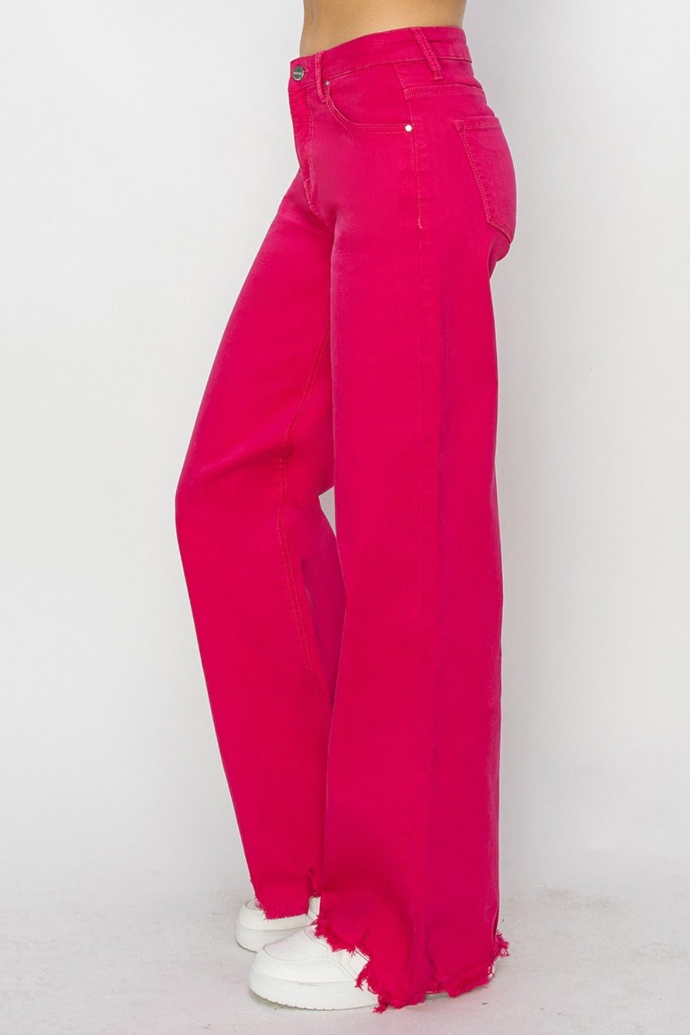 RISEN High Rise Wide Leg Jeans - Jeans - Fuchsia - Bella Bourget