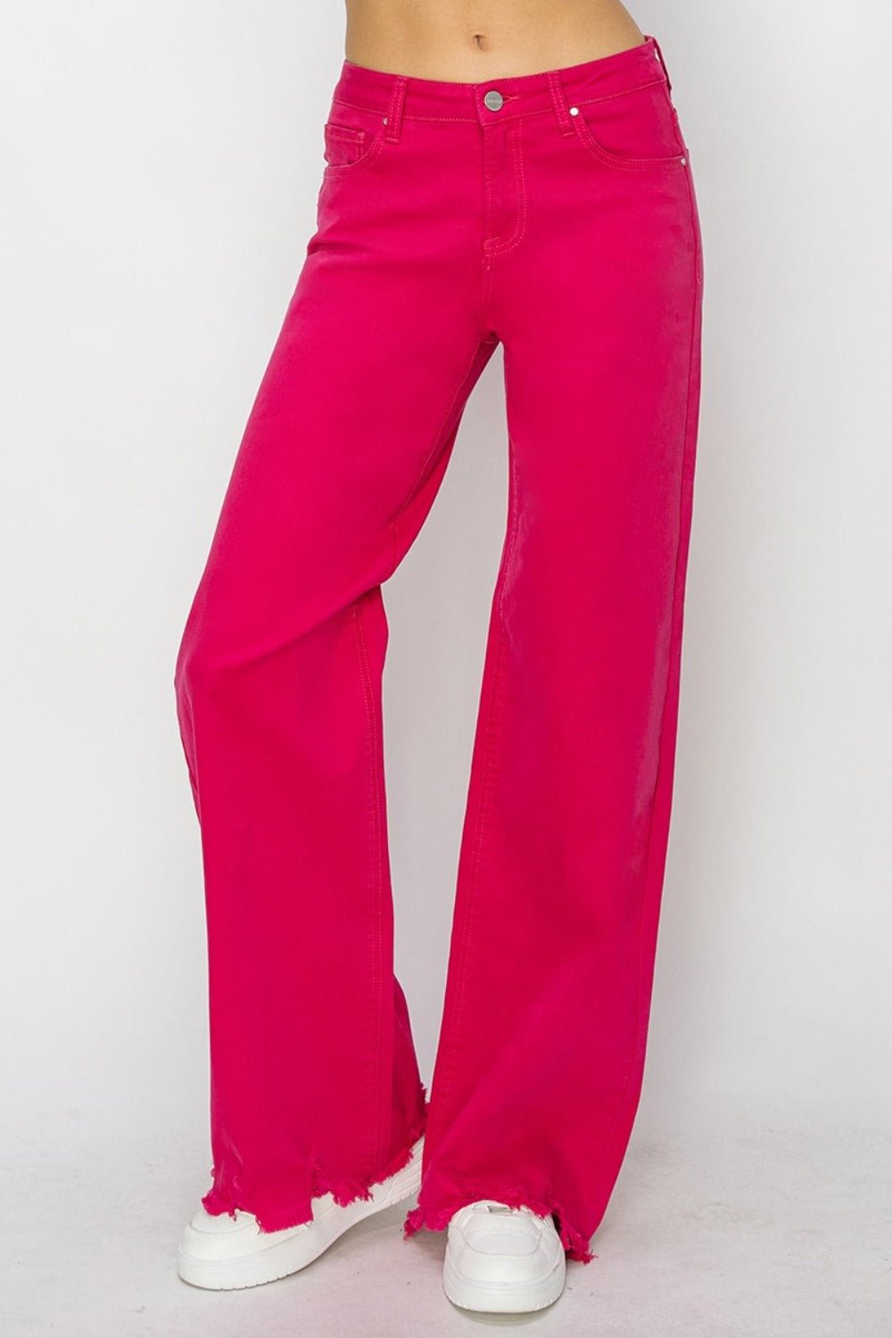 RISEN High Rise Wide Leg Jeans - Jeans - Fuchsia - Bella Bourget