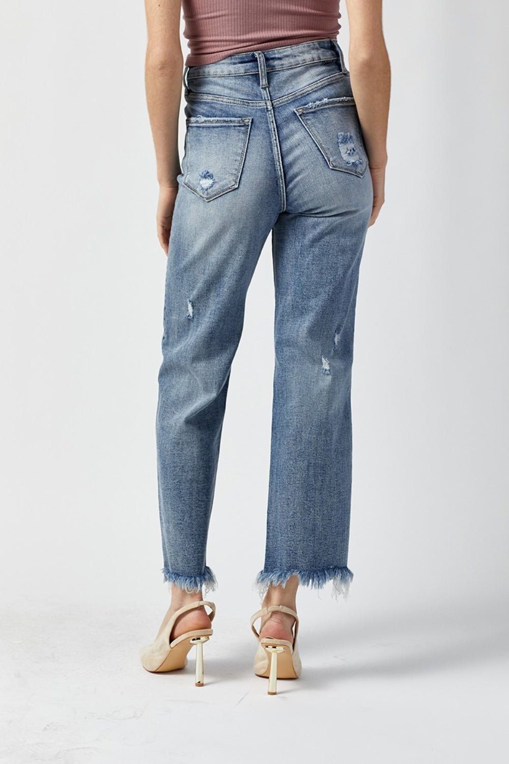 RISEN High Waist Raw Hem Straight Jeans - jeans - LIGHT - Bella Bourget