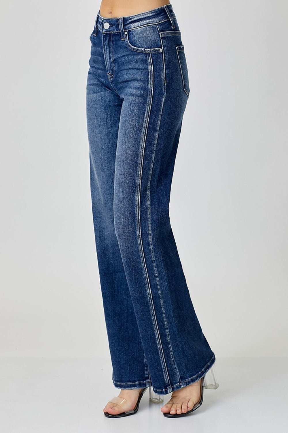 RISEN Mid Rise Straight Jeans - jeans - Dark - Bella Bourget