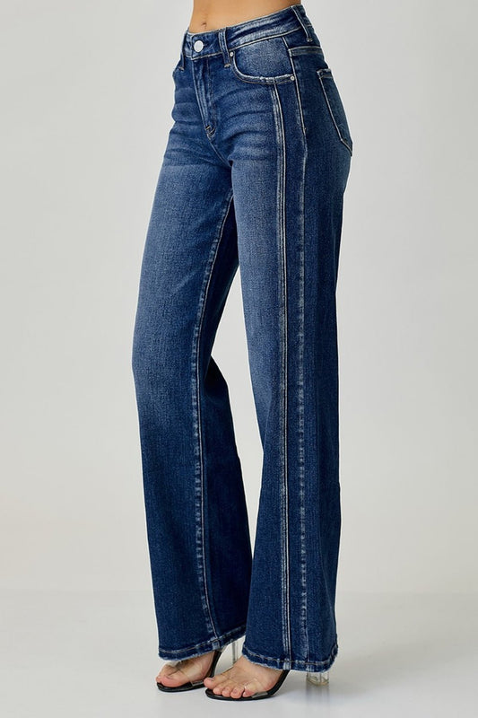 RISEN Mid Rise Straight Jeans - jeans - Dark - Bella Bourget