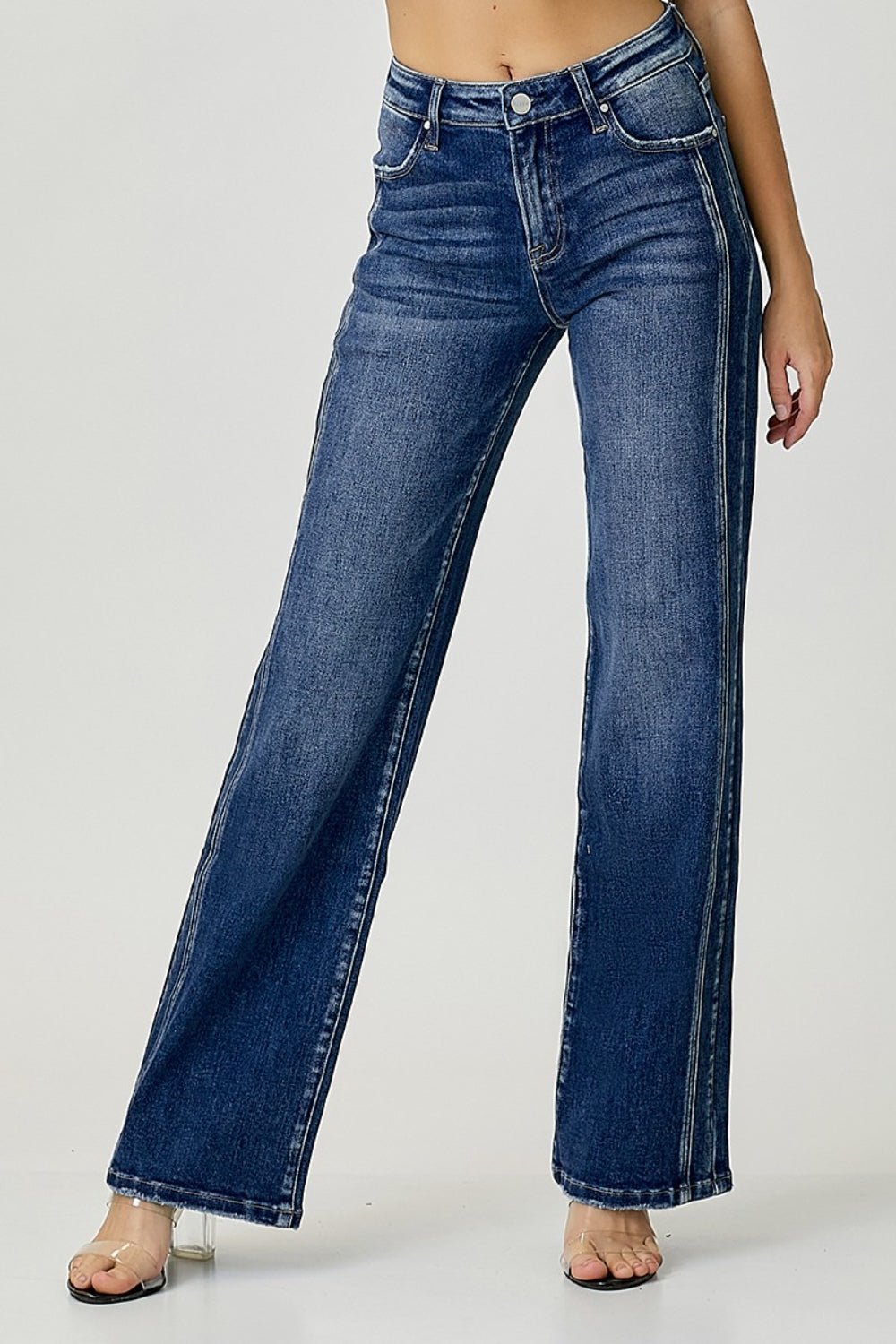 RISEN Mid Rise Straight Jeans - jeans - Dark - Bella Bourget