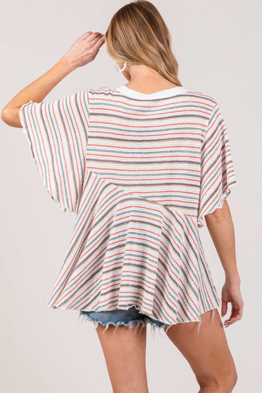 SAGE + FIG Full Size Round Neck Stripe Top - Top - Multi - Bella Bourget