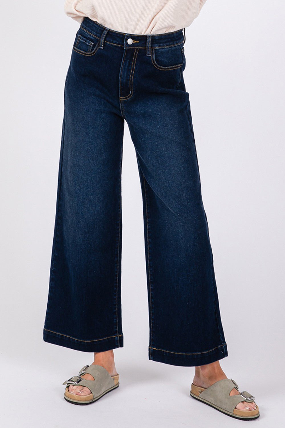 SAGE + FIG High Waist Wide Leg Jeans - Jeans - Denim Blue - Bella Bourget