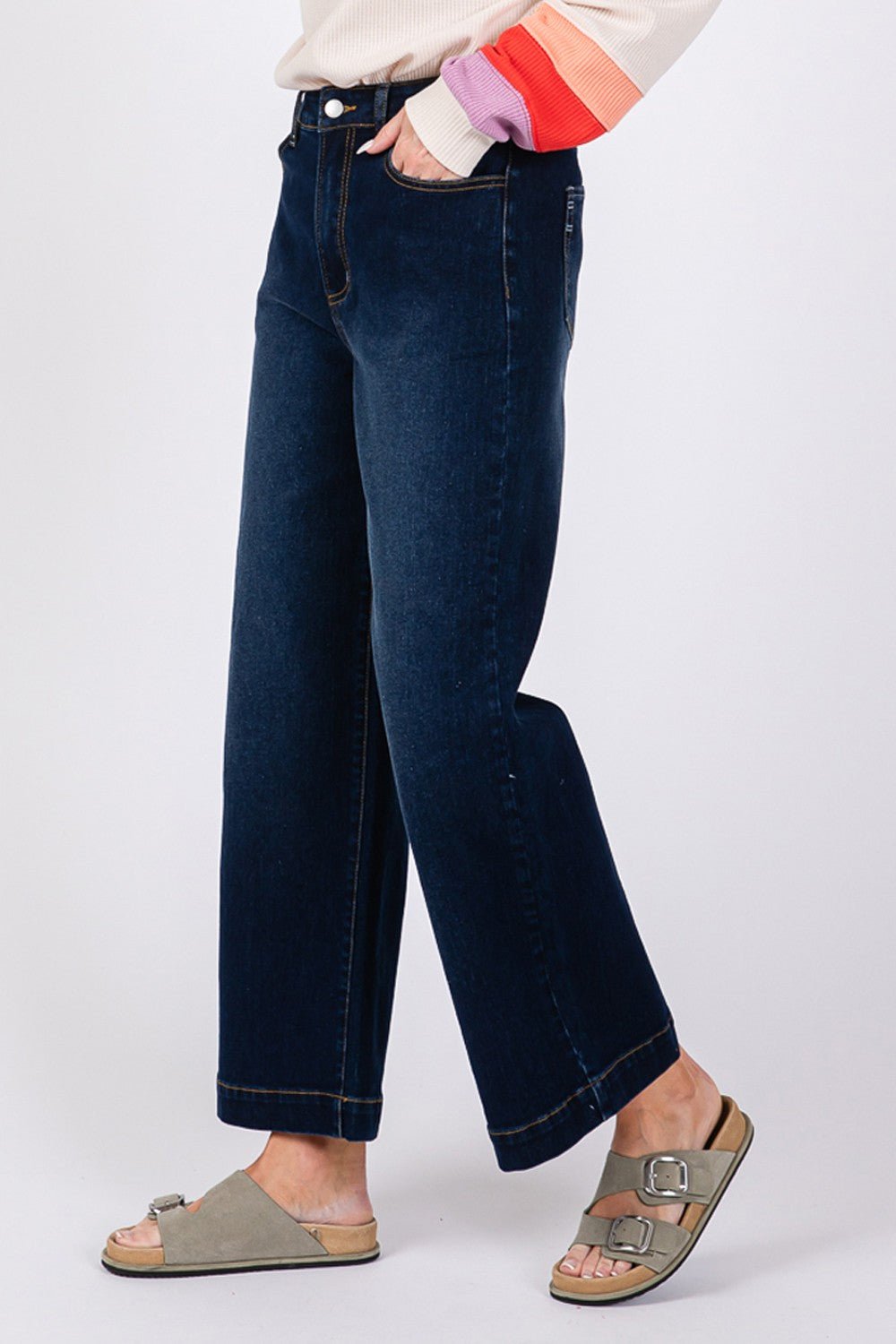 SAGE + FIG High Waist Wide Leg Jeans - Jeans - Denim Blue - Bella Bourget