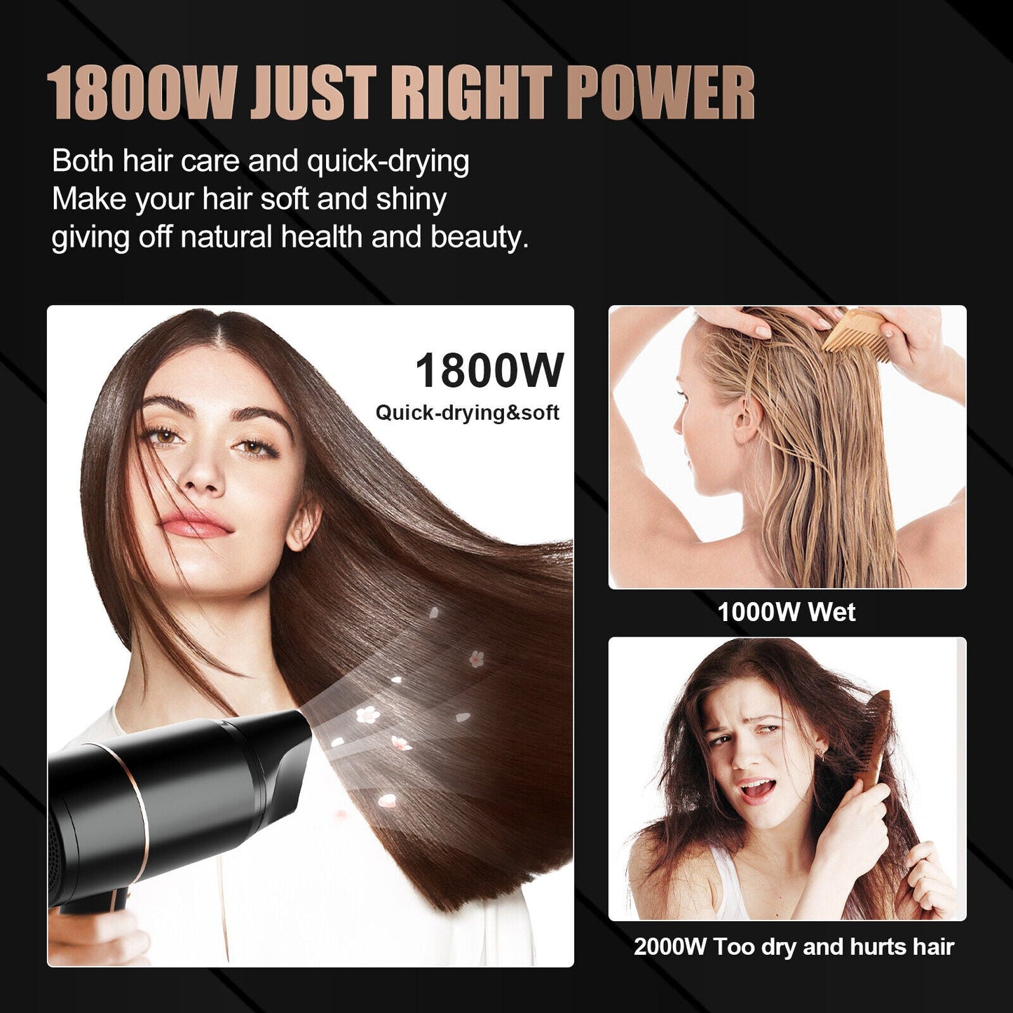 SEJOY Ionic Hair Dryer Professional Salon Negative Blow Dryer Powerful 1800W - Bella Bourget