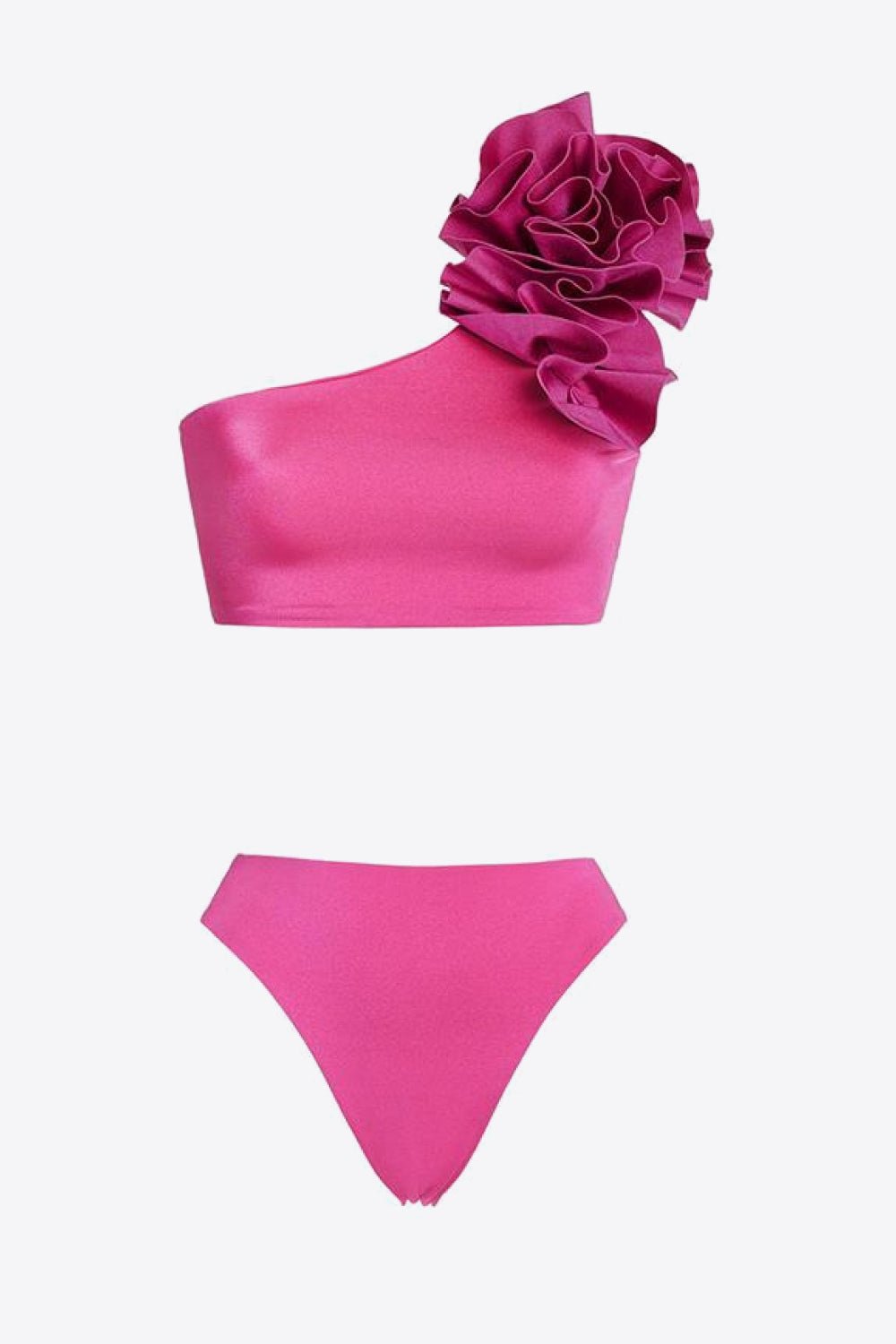 Shoulder Detail Two - Piece Swim Set - Two - Piece Swimsuit - Fuchsia Pink - Bella Bourget