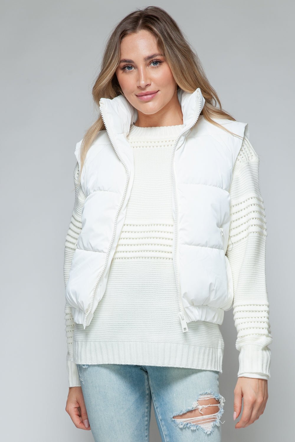 Snobbish Fine Fur Lining Quilted Vest - Vest - Off White - Bella Bourget