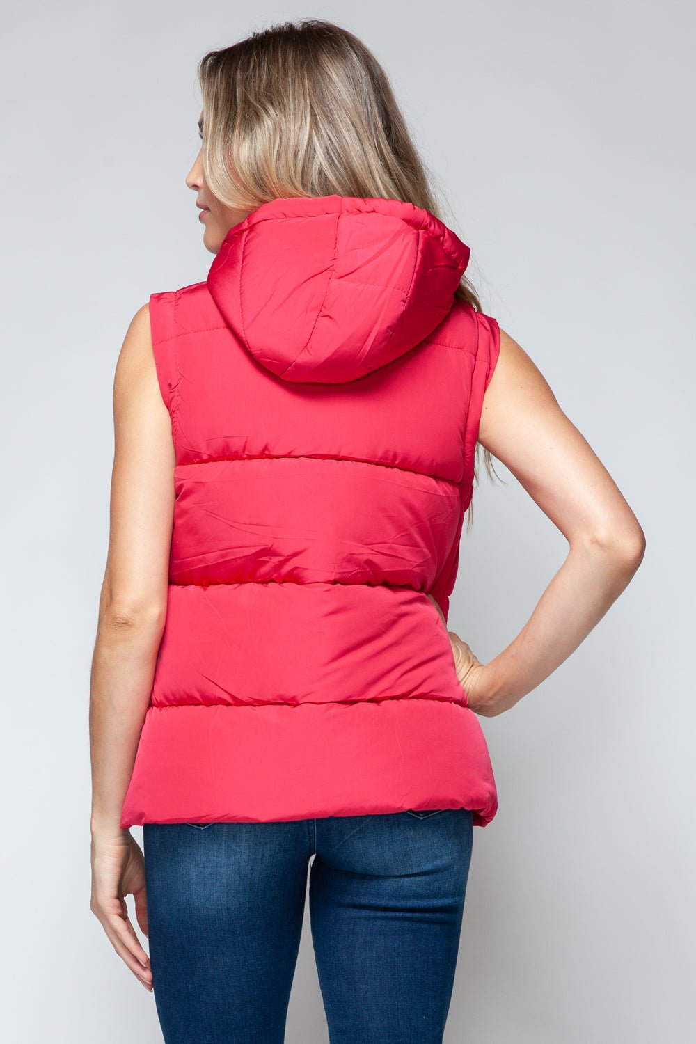 Snobbish Snap and Zip Closure Hooded Vest - Vest - Magenta - Bella Bourget