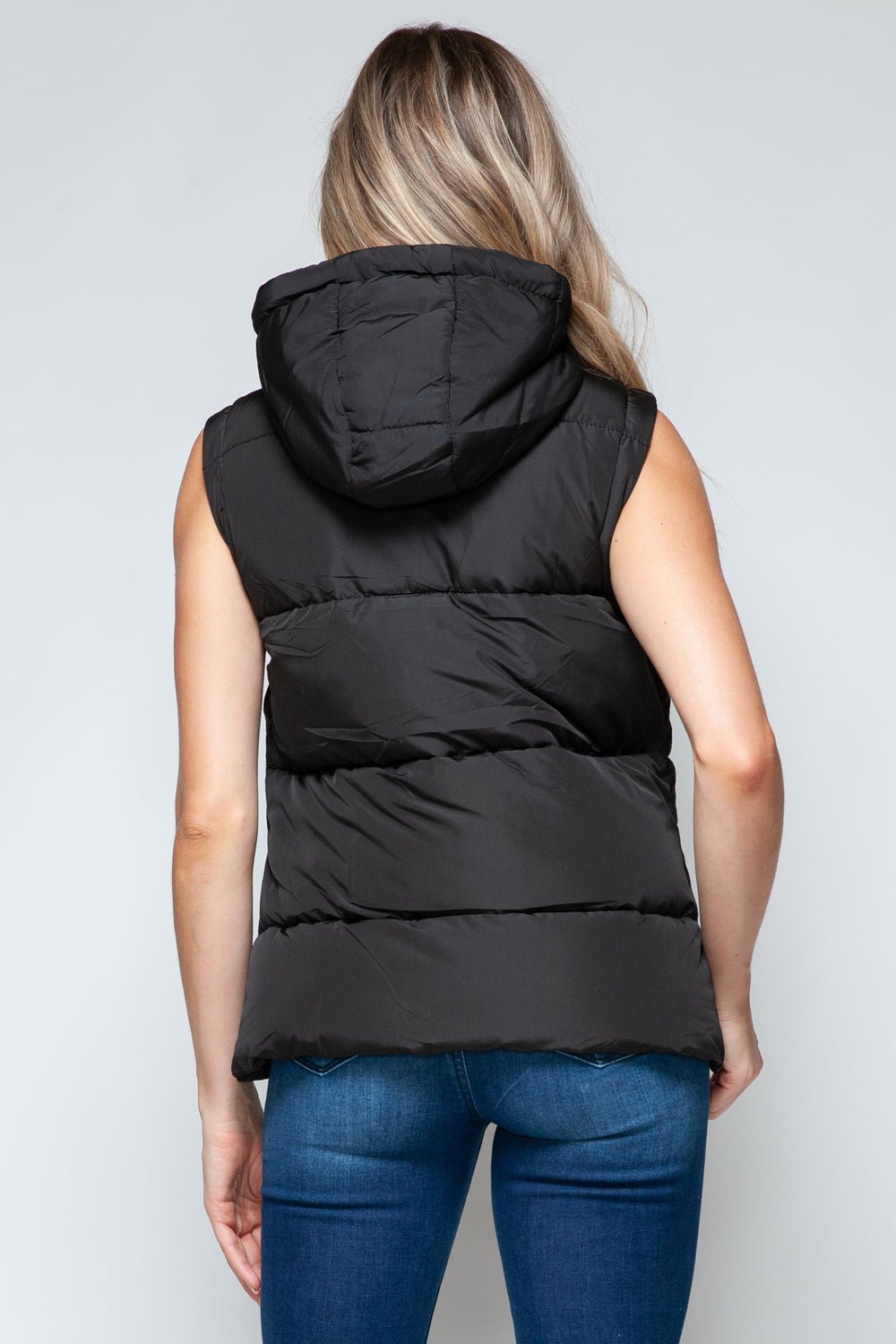 Snobbish Snap and Zip Closure Hooded Vest - Vest - Midnight/Black - Bella Bourget