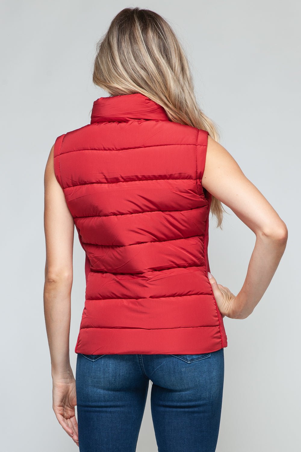 Snobbish Zip Up Turtleneck Vest with Pockets - Vest - Red - Bella Bourget