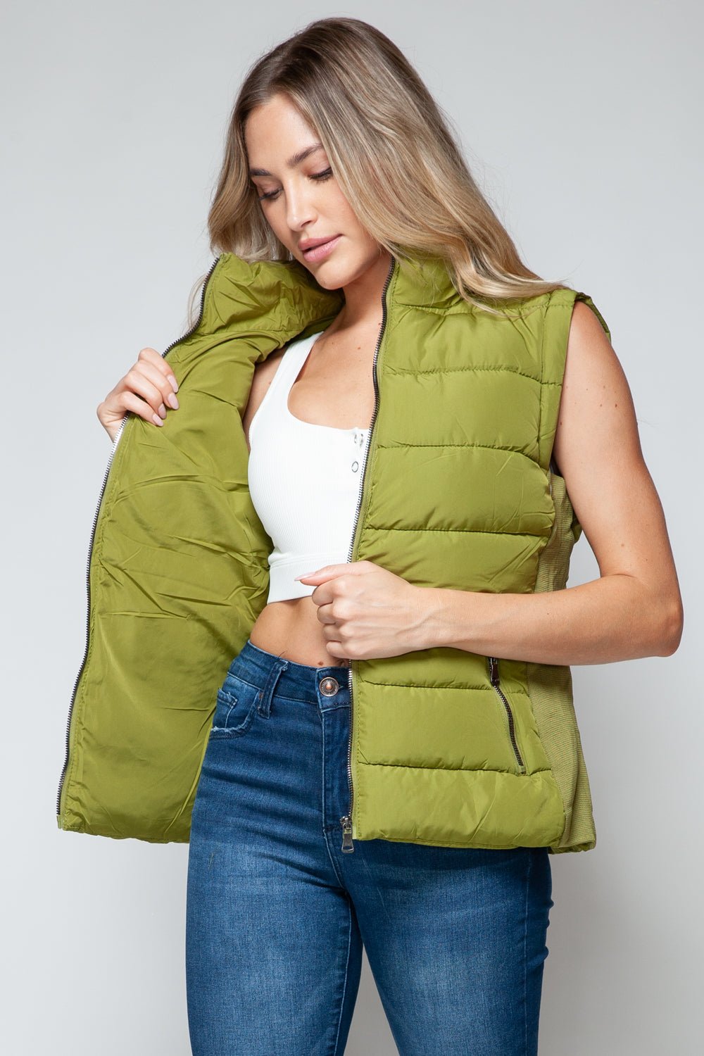 Snobbish Zip Up Turtleneck Vest with Pockets - Vest - Cardamom Seed - Bella Bourget