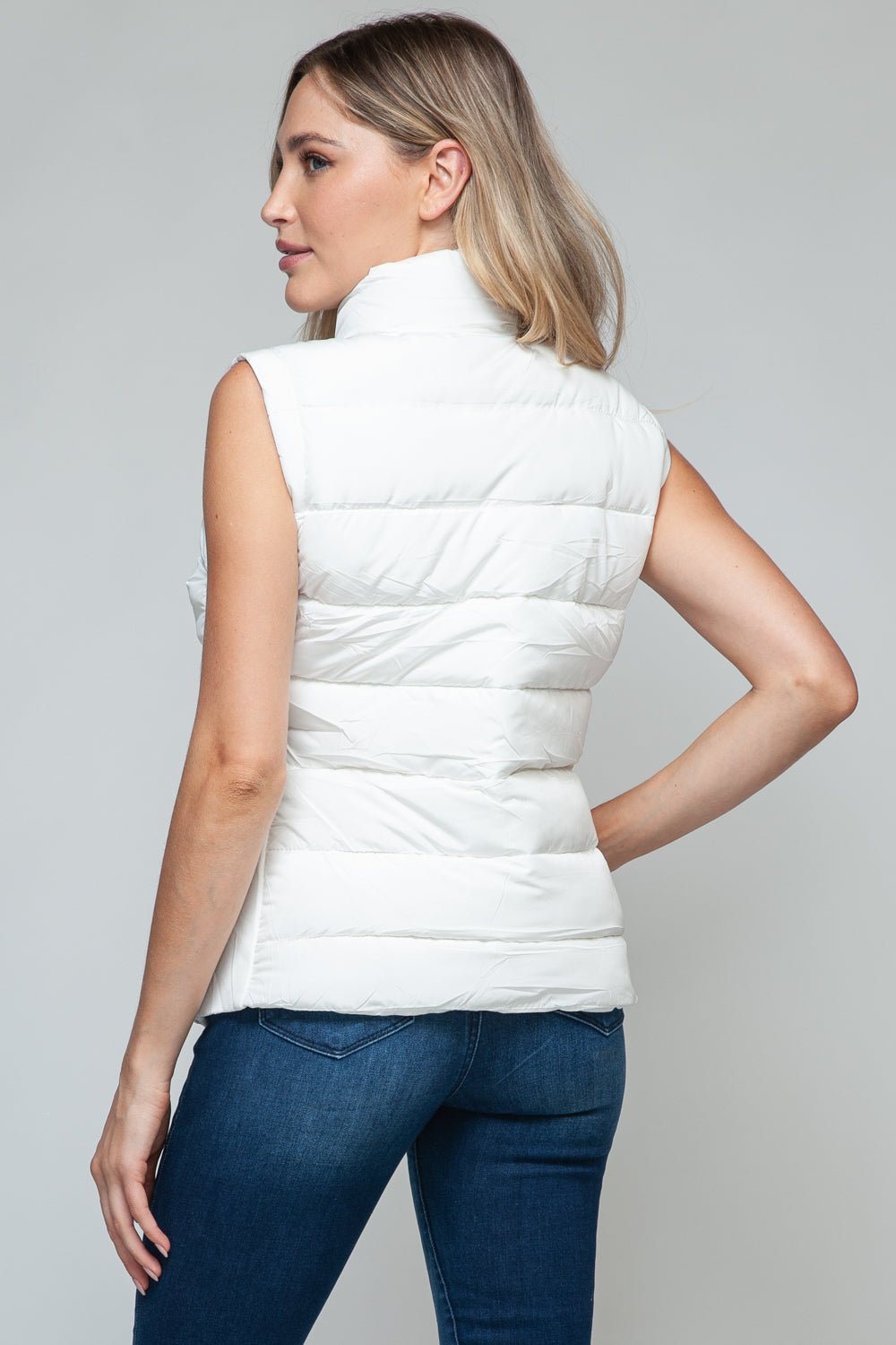 Snobbish Zip Up Turtleneck Vest with Pockets - Vest - White - Bella Bourget