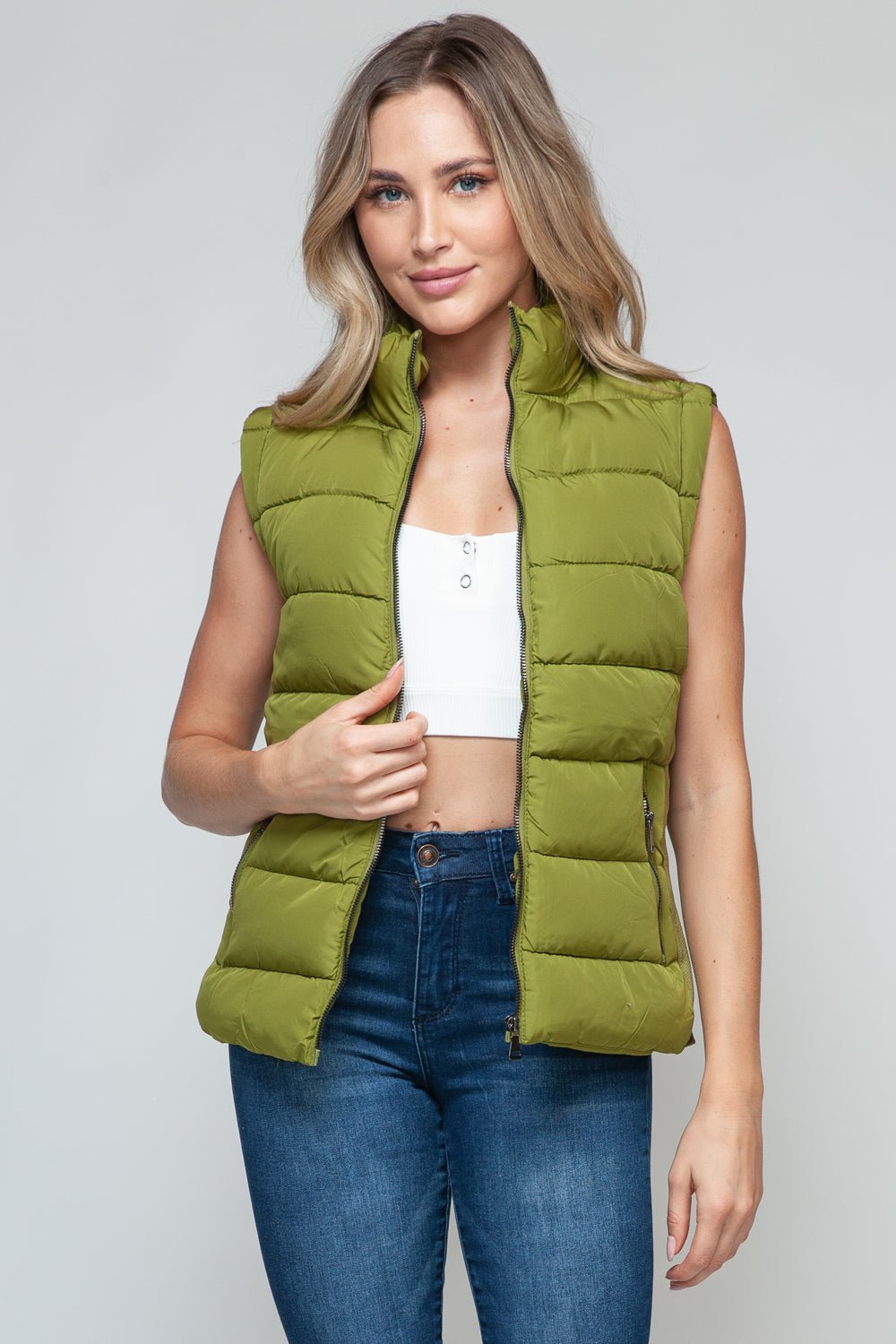 Snobbish Zip Up Turtleneck Vest with Pockets - Vest - Cardamom Seed - Bella Bourget