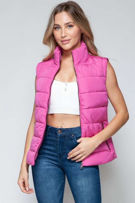 Snobbish Zip Up Turtleneck Vest with Pockets - Vest - Rose Violet - Bella Bourget