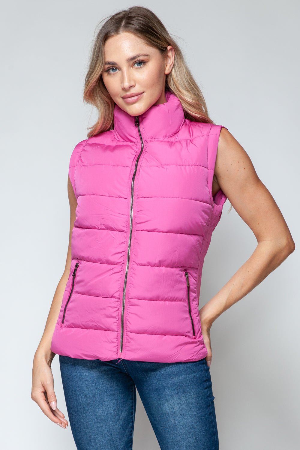 Snobbish Zip Up Turtleneck Vest with Pockets - Vest - Rose Violet - Bella Bourget