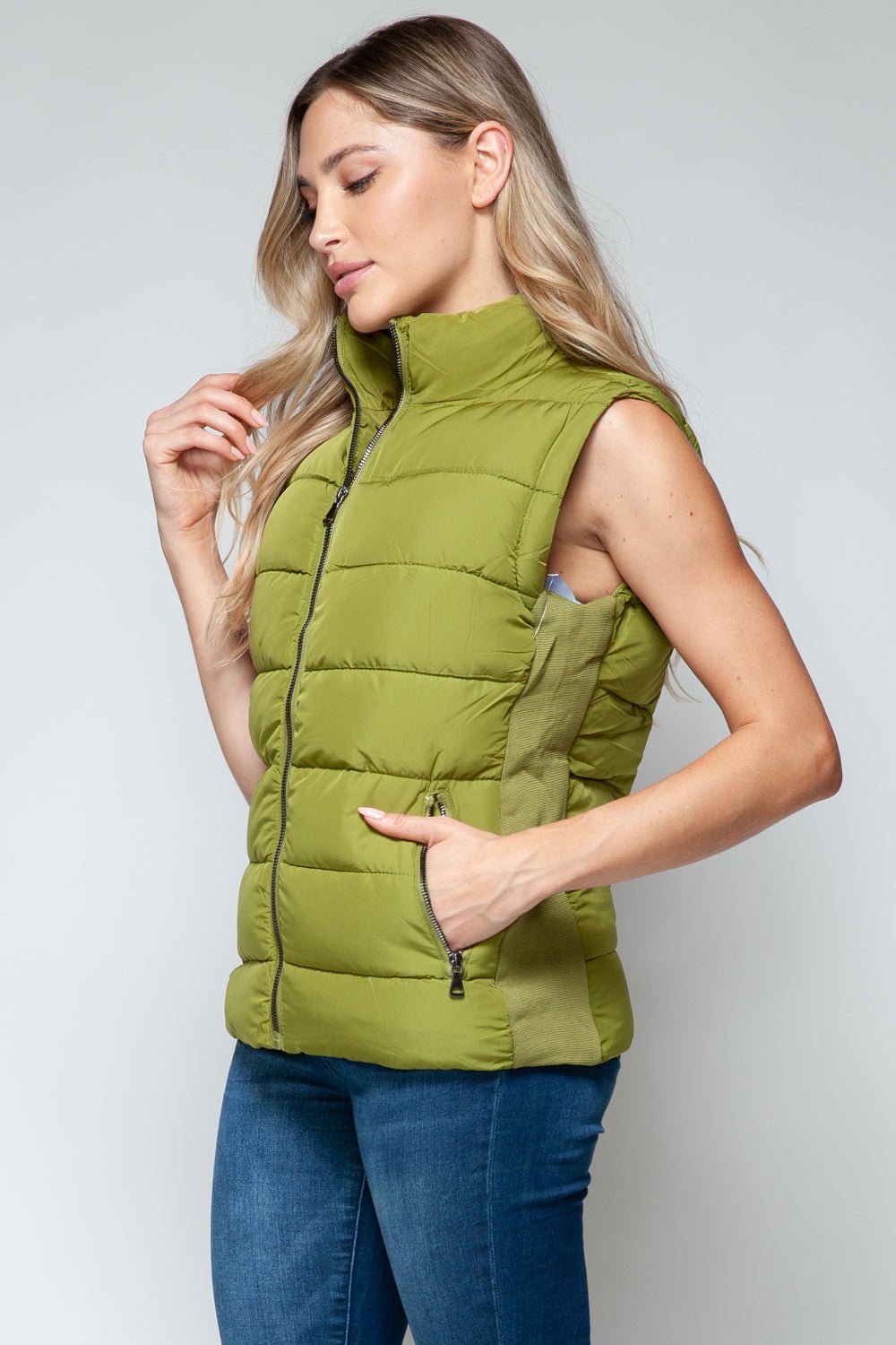 Snobbish Zip Up Turtleneck Vest with Pockets - Vest - Cardamom Seed - Bella Bourget