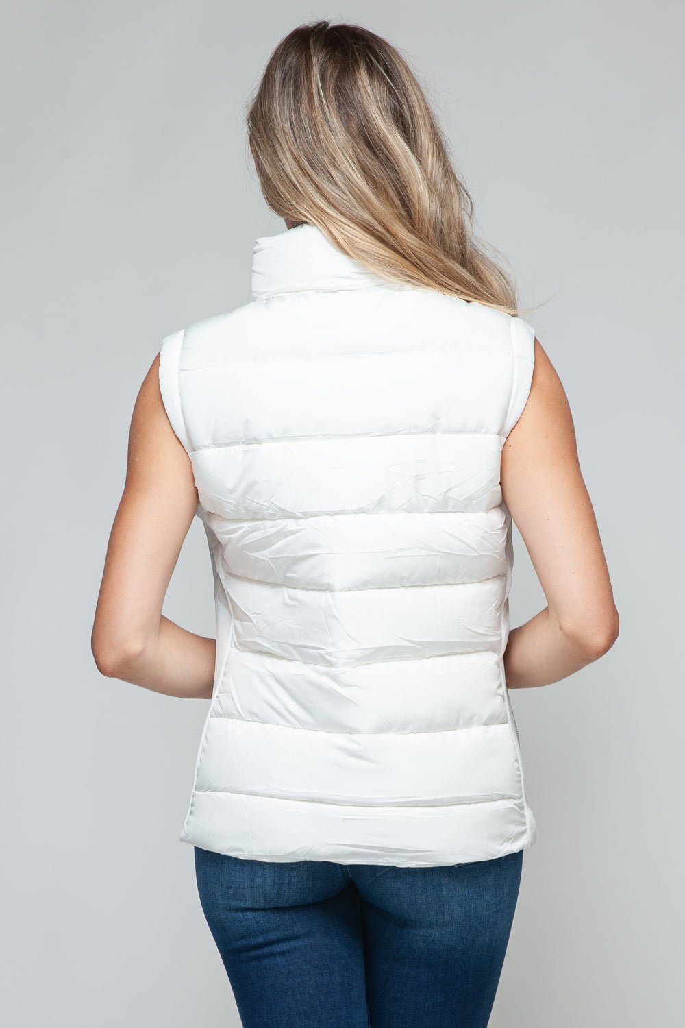 Snobbish Zip Up Turtleneck Vest with Pockets - Vest - White - Bella Bourget