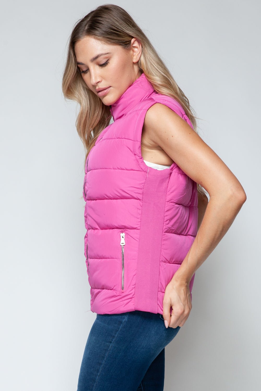 Snobbish Zip Up Turtleneck Vest with Pockets - Vest - Rose Violet - Bella Bourget