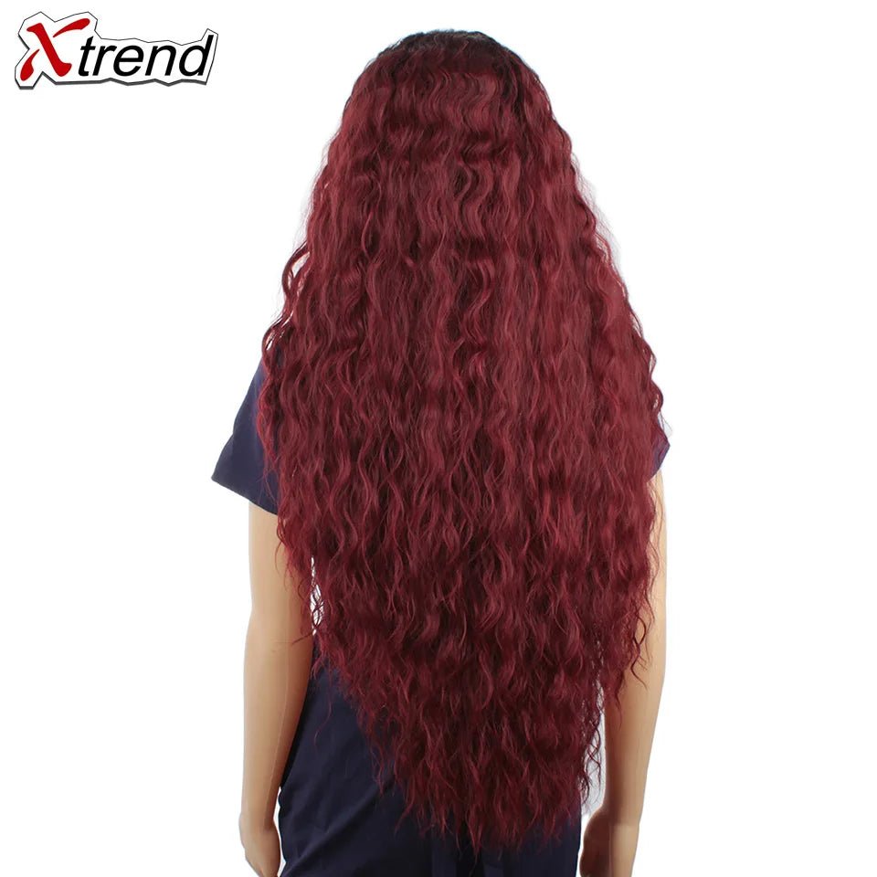 Synthetic Wig 30 Inch Blonde Red Black Ombre Wigs for Women Long Curly Blond Brown Hair Female - T99J - Bella Bourget