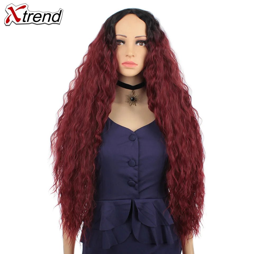 Synthetic Wig 30 Inch Blonde Red Black Ombre Wigs for Women Long Curly Blond Brown Hair Female - 1B/27Hl - Bella Bourget